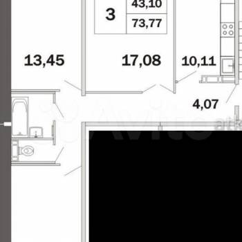 Продается 3-х комнатная квартира, 74 м²