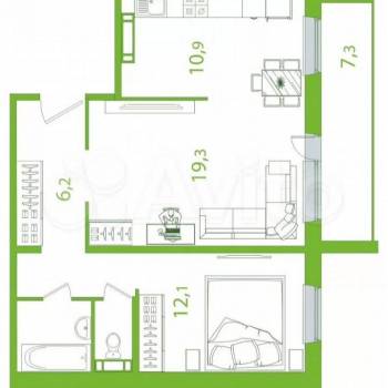 Продается 2-х комнатная квартира, 60 м²