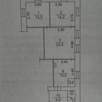 Продается 3-х комнатная квартира, 75,4 м²