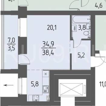 Сдается 1-комнатная квартира, 38 м²