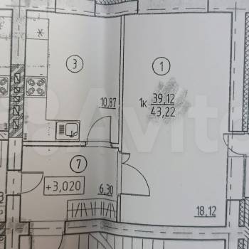 Сдается 1-комнатная квартира, 39,1 м²