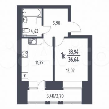 Сдается 2-х комнатная квартира, 40 м²