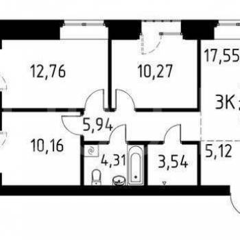Продается 3-х комнатная квартира, 77 м²