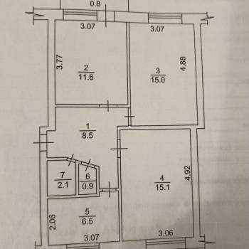 Продается 3-х комнатная квартира, 59 м²