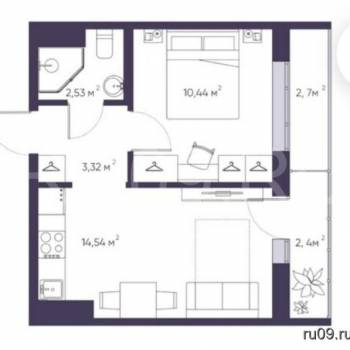 Продается 2-х комнатная квартира, 36 м²