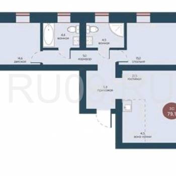 Продается 3-х комнатная квартира, 79 м²