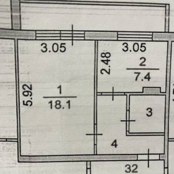 Продается 1-комнатная квартира, 35 м²