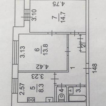 Продается 2-х комнатная квартира, 50 м²