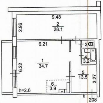 Продается 2-х комнатная квартира, 84,4 м²