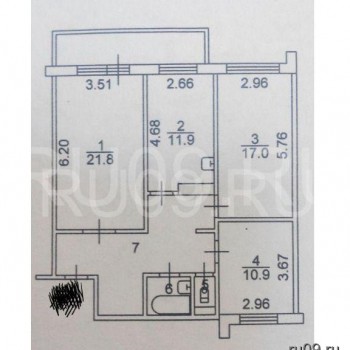 Продается 3-х комнатная квартира, 87 м²
