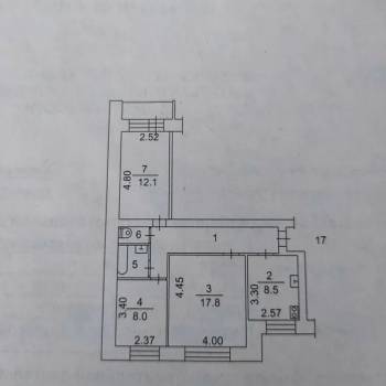 Продается 1-комнатная квартира, 59,5 м²