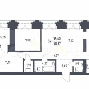 Продается 3-х комнатная квартира, 78 м²