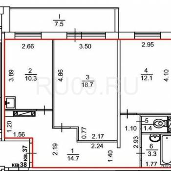 Продается 2-х комнатная квартира, 68 м²