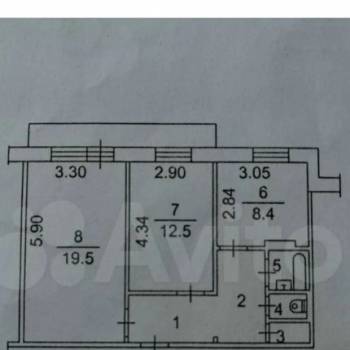 Продается 2-х комнатная квартира, 54,6 м²