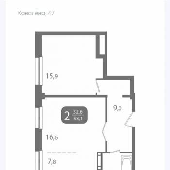 Сдается 2-х комнатная квартира, 53,16 м²