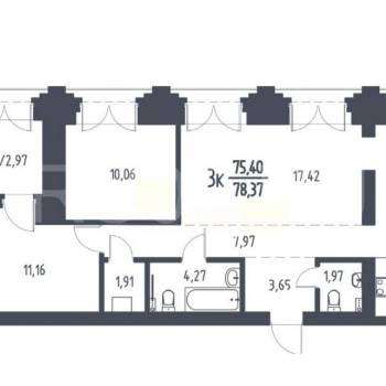 Продается 3-х комнатная квартира, 78 м²