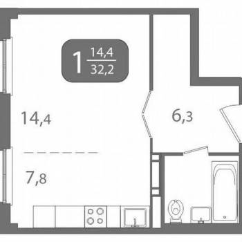 Продается 1-комнатная квартира, 32,2 м²