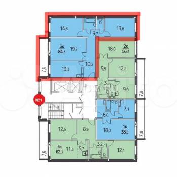 Продается 3-х комнатная квартира, 80,5 м²