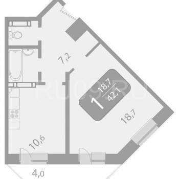 Сдается 1-комнатная квартира, 41 м²