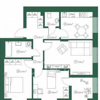 Продается 3-х комнатная квартира, 70 м²