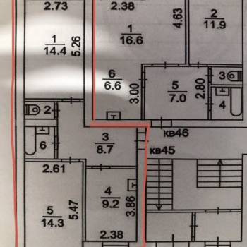Сдается 2-х комнатная квартира, 54,6 м²