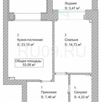 Продается 2-х комнатная квартира, 53 м²