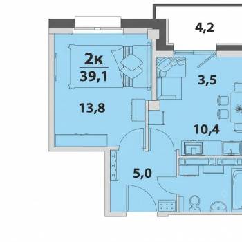Продается 2-х комнатная квартира, 36,9 м²