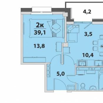 Продается 2-х комнатная квартира, 36,9 м²