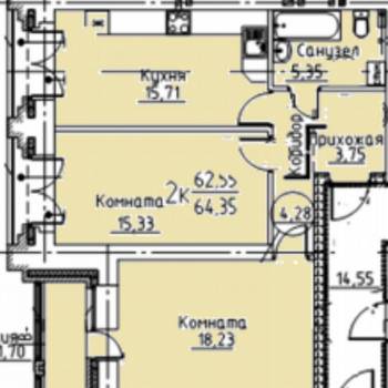 Сдается 2-х комнатная квартира, 62,9 м²
