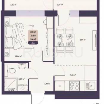 Продается 2-х комнатная квартира, 34 м²