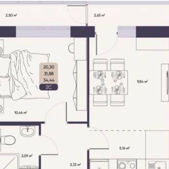 Продается 2-х комнатная квартира, 34 м²