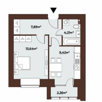 Сдается 1-комнатная квартира, 36 м²