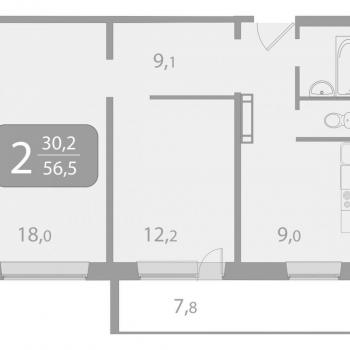 Продается 2-х комнатная квартира, 52,6 м²
