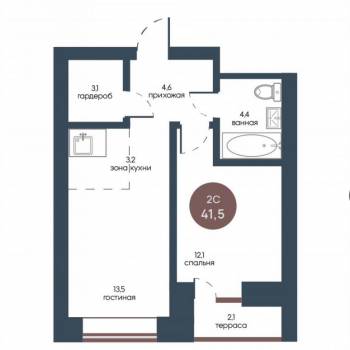 Продается 2-х комнатная квартира, 42 м²