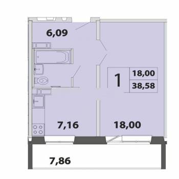 Продается 1-комнатная квартира, 34,7 м²