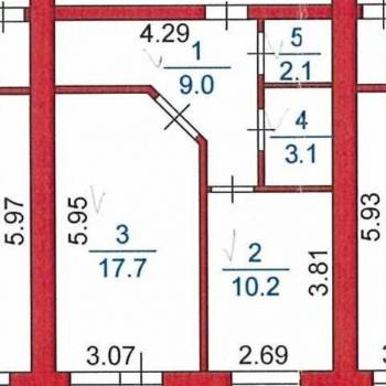 Продается 1-комнатная квартира, 42,1 м²