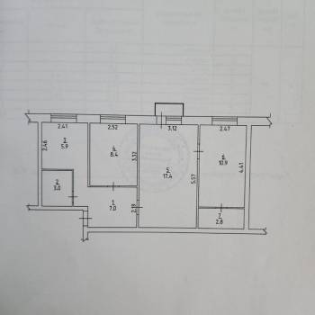 Продается 3-х комнатная квартира, 55,4 м²