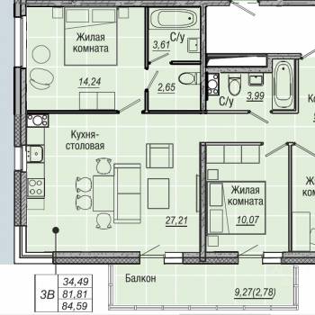 Продается 3-х комнатная квартира, 81,5 м²