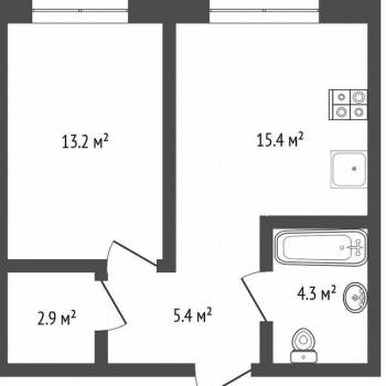Продается 1-комнатная квартира, 41,2 м²