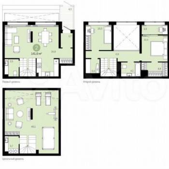 Продается 2-х комнатная квартира, 140 м²