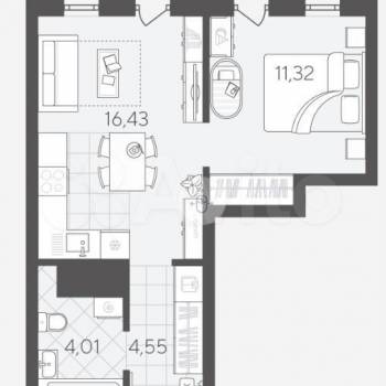 Продается 1-комнатная квартира, 39,3 м²