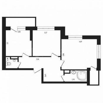 Продается 2-х комнатная квартира, 55 м²