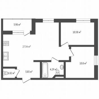 Продается 2-х комнатная квартира, 58 м²