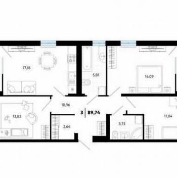 Продается Многокомнатная квартира, 90,3 м²
