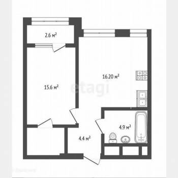 Продается 1-комнатная квартира, 43,7 м²