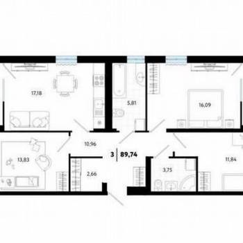Продается 3-х комнатная квартира, 90,3 м²