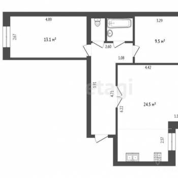 Продается 2-х комнатная квартира, 61,4 м²