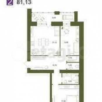 Продается 2-х комнатная квартира, 76,8 м²