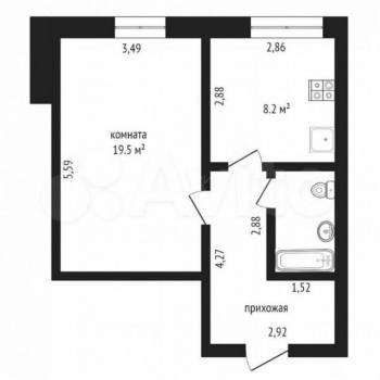 Продается 1-комнатная квартира, 39 м²