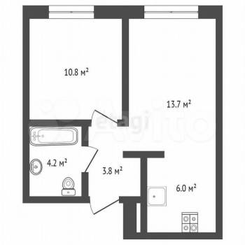 Продается 1-комнатная квартира, 38,5 м²